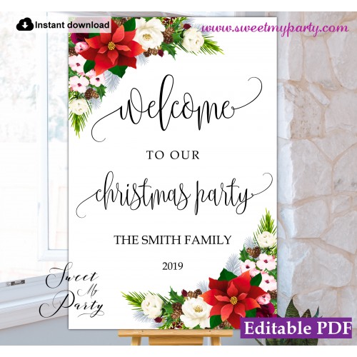 Christmas Party welcome sign template,Xmas Party welcome sign,(154)